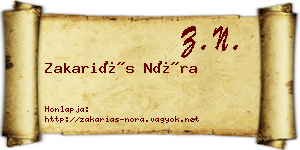 Zakariás Nóra névjegykártya